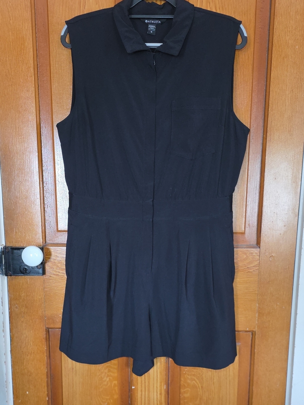 Athleta Black Sleeveless Zip-Front Romper